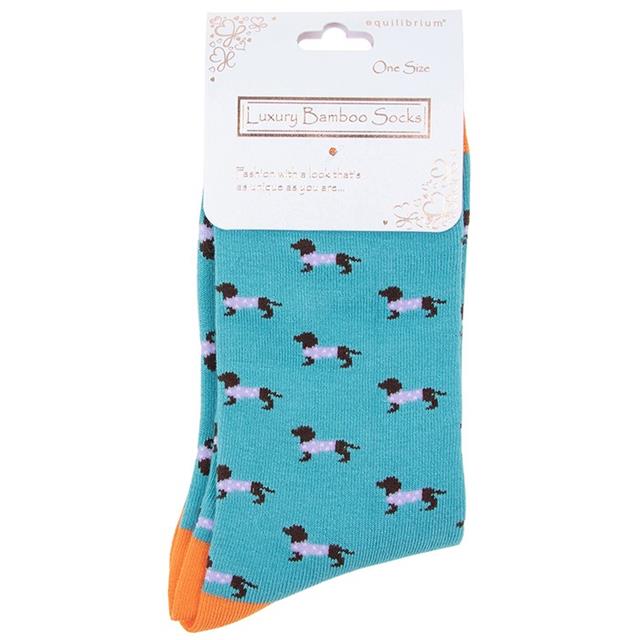 Blue Dachshund Bamboo Socks
