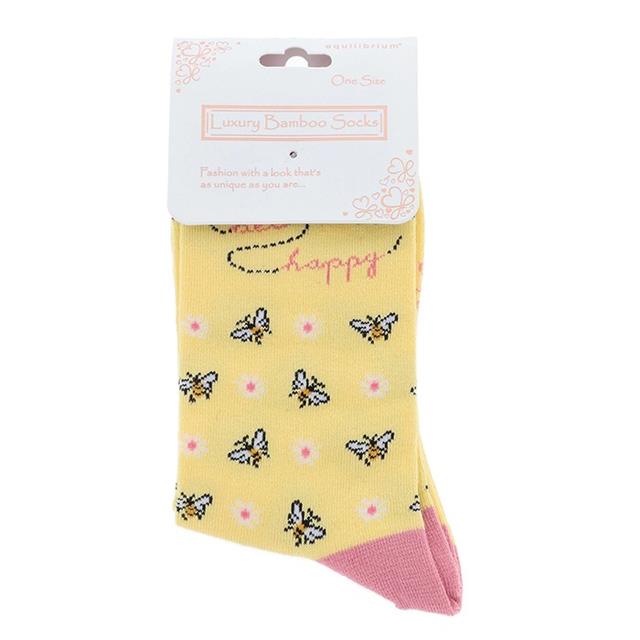Yellow Bee Happy Bamboo Socks