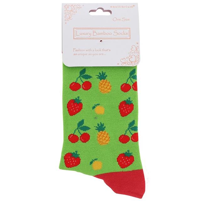 Green Fruit Happy Bamboo Socks