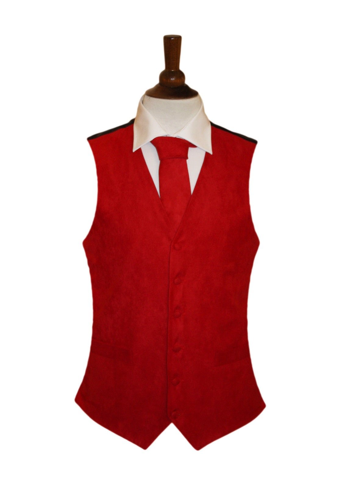 Suede Effect Gents Waistcoat Vest - Red