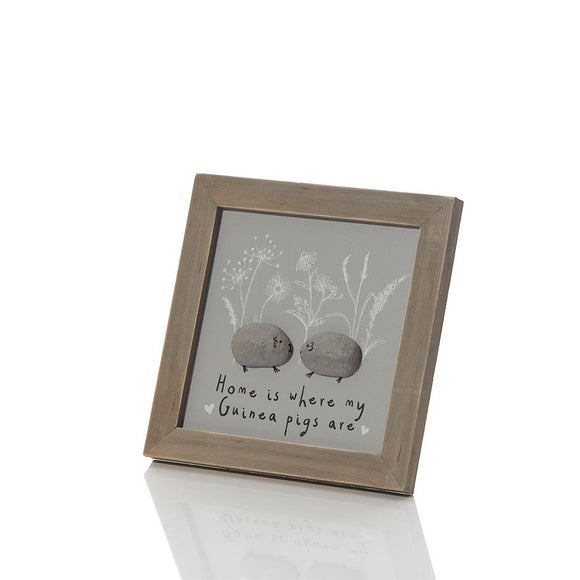 Grey Wood Home is Where My Guinea Pigs Are Pebble Framed Easel Plaque
