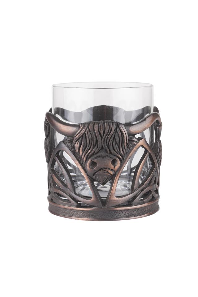 Chocolate Bronze Highland Cow Whisky Tumbler