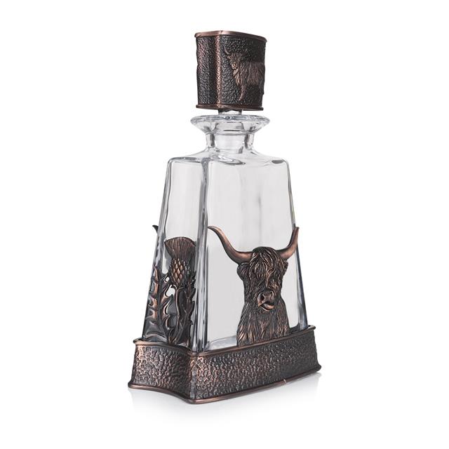 Chocolate Bronze Cow Thistle Whisky Decanter