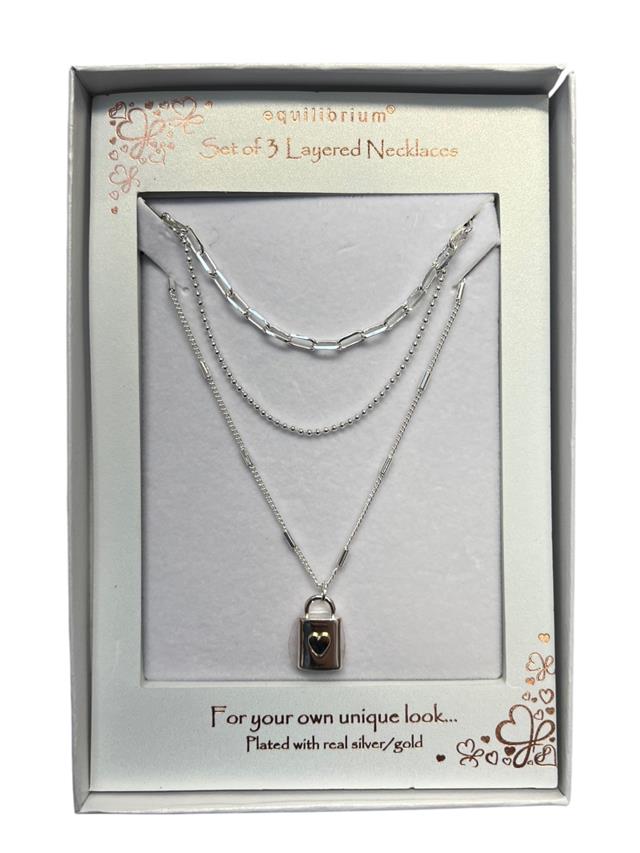 3 Layered Lock & Key Necklaces