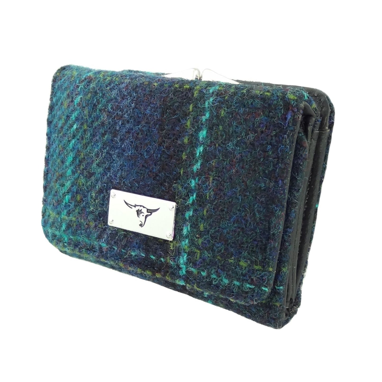 Navy Blue Turquoise Tartan Flap Over Purse