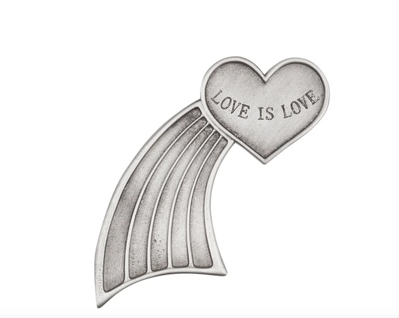 'Love Is Love' Heart Progress Pride LBGTQ+ Matt Pewter Scottish Kilt Pin