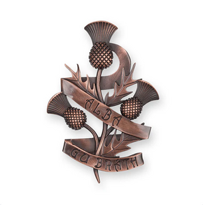 'Alba Gu Brath' Scottish Thistle Trio Chocolate Bronze Pewter Kilt Pin