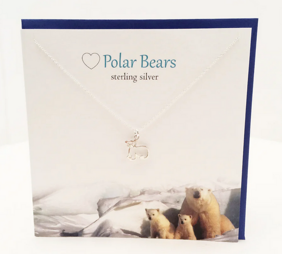 Silver Studio Polar Bear Sterling Silver Necklace Pendant and Gift Card Set