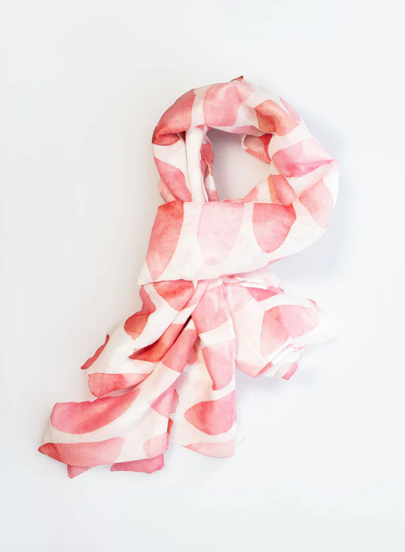 Lovely Lightweight Colourful Petal Design Scarf In Pink