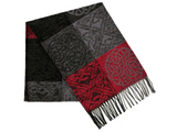 Calzeat of Scotland Grey Black And Red Celtic Knot Flodden Jacquard Wool Scarf