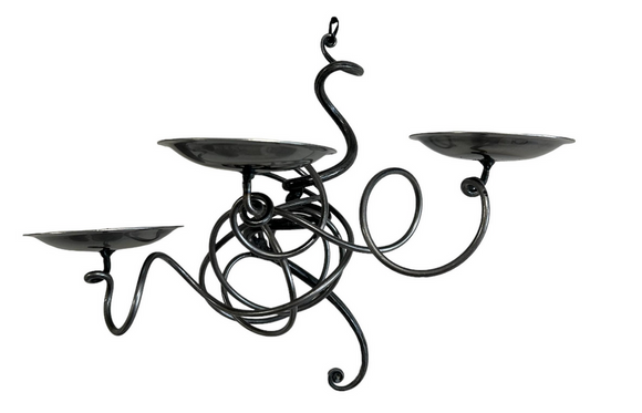 Stunning Forged Wrought Iron Robust Triple Tangle Wall Sconce