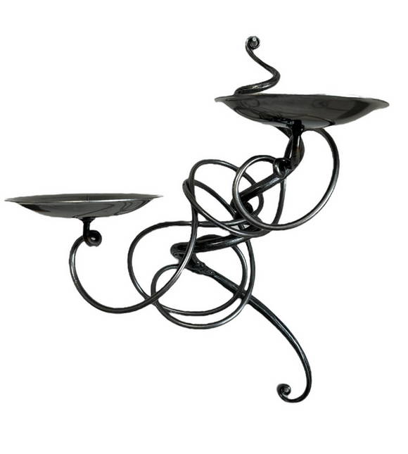 Stunning Forged Wrought Iron Robust Double Tangle Wall Sconce