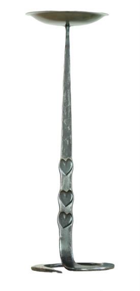 Stunning Forged Wrought Iron Robust Heart Design Single Candlestick