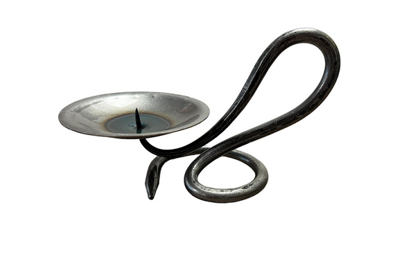 Stunning Forged Wrought Iron Robust Single Round Candlestick
