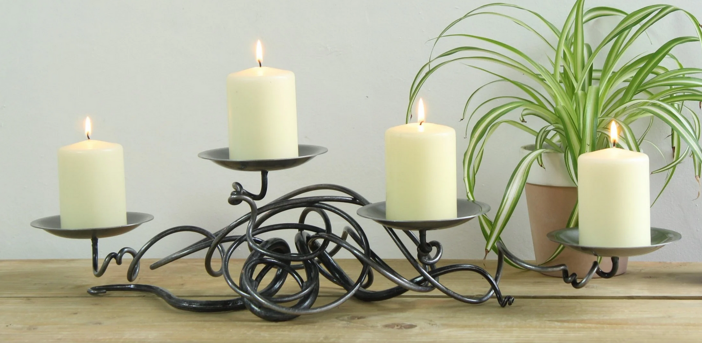 Iron Robust Quad Tangle Table Candlestick