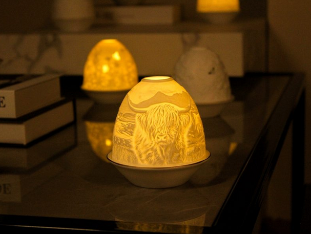 Tall Dome Tealight Holder - Highland Cow