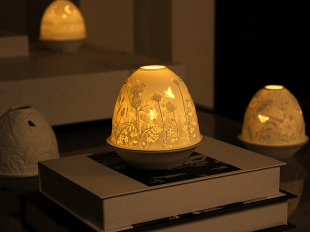 Tall Dome Tealight Holder - Thistles