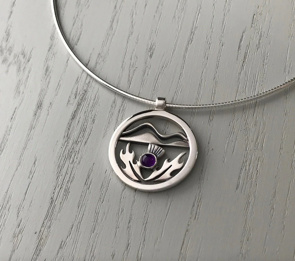 Silver Thistle Large Pendant