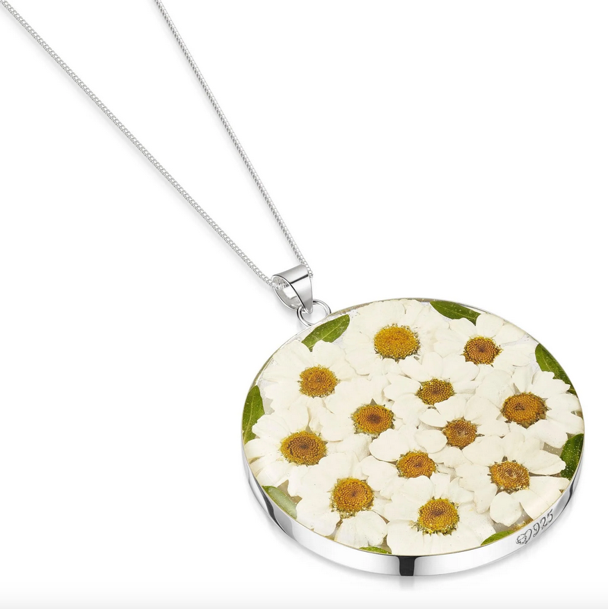 Sterling Silver Full Moon Daisy Necklace
