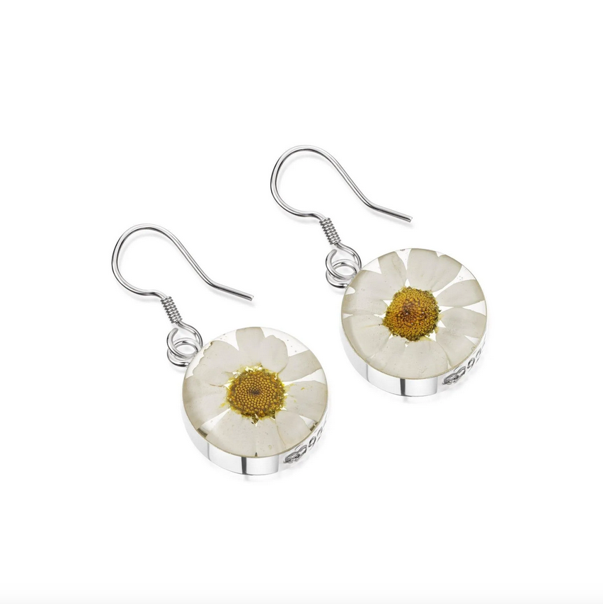 Sterling Silver Daisy Dangle Earrings