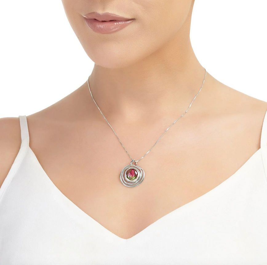 Sterling Silver Spiral Rose Pendant