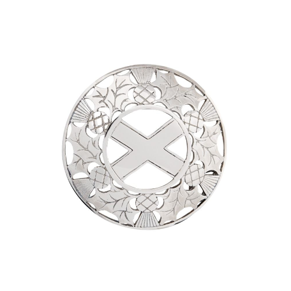 Thistle & Saltire Polished Plaid Brooch