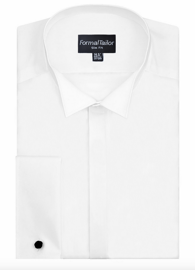 Boxed White Slim Fit Wing Collar Dress Shirt