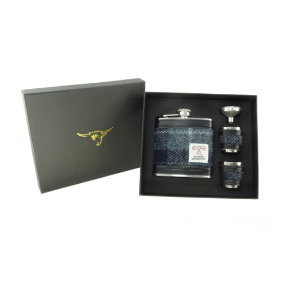 Grey & Black Tarten Hip Flask Gift Set