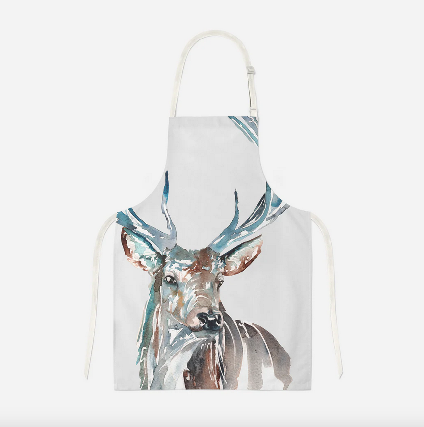 White Scottish Stag Apron