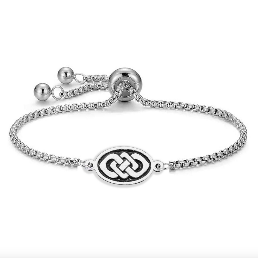 Polished Pewter Celtic Knot Design Adjustable Bracelet Bangle