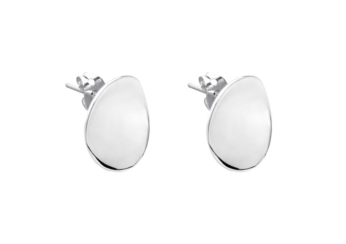 Stepping Stone Sterling Silver Polished Studs Earrings