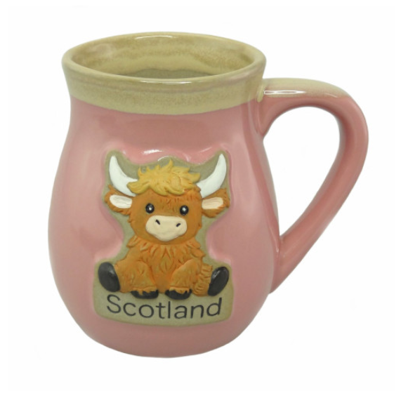 Light Pink Stoneware Highland Cow Mug