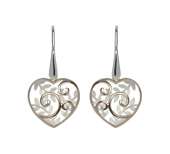 Sterling Silver and Rose Gold Leaves Earrings