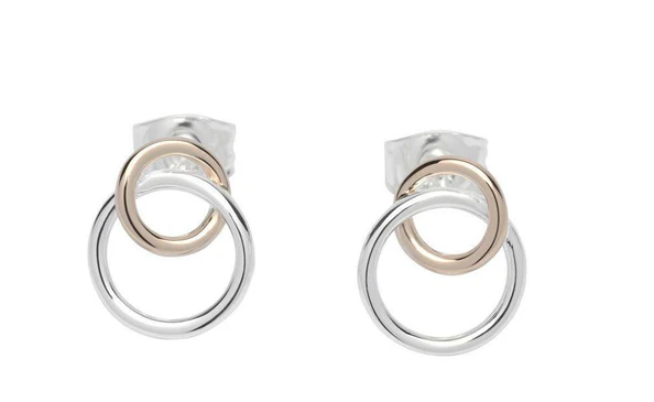 Sterling Silver and Rose Gold Linked Hoops Earrings