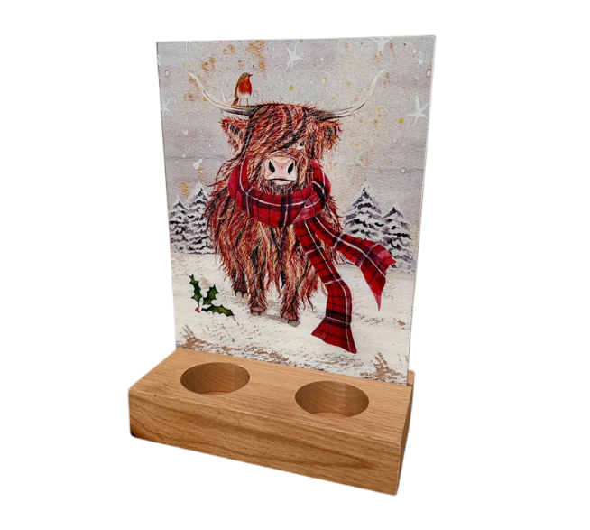 Christmas Highland Cow Tealight Holder