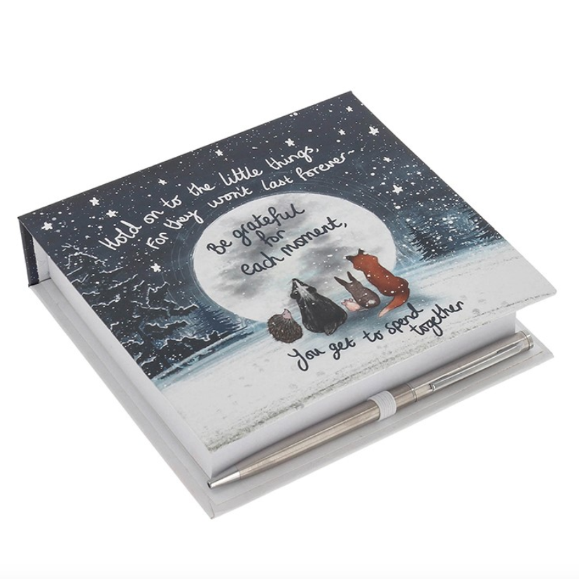 Fox Under The Moon Memo Block & Pen - Be Grateful