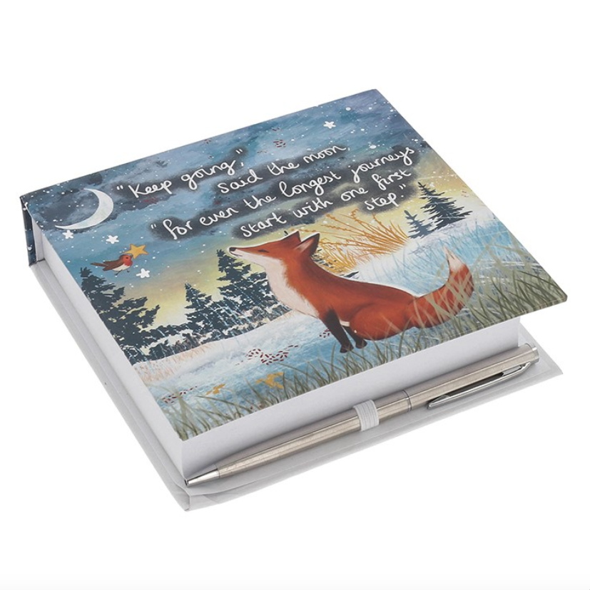 Fox Under The Moon Memo Block & Pen - Keep Going