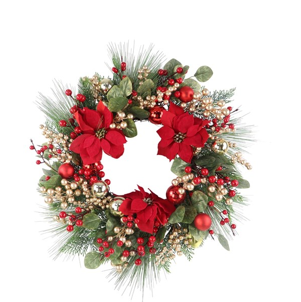 Red Poinsettia Wreath - 60cm