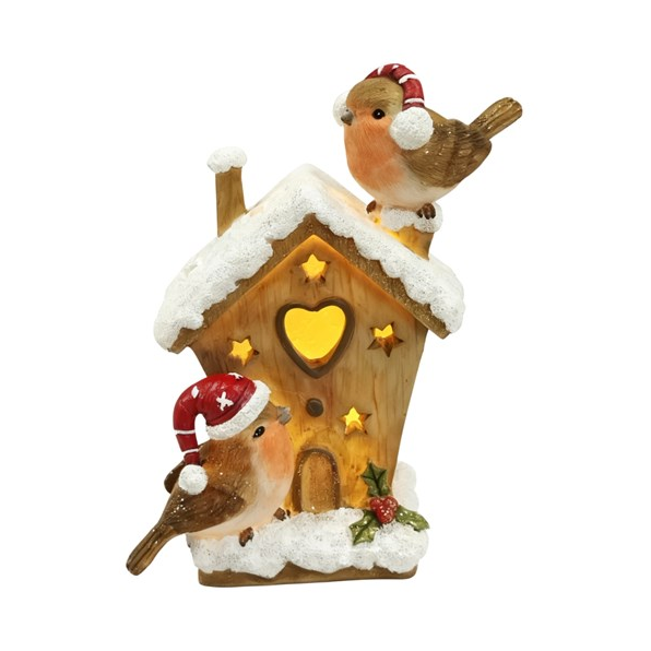 Snowy Robin Bird House