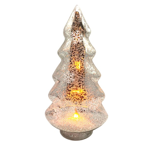 LED Flickering Antique Glass Christmas Tree - 15x29cm