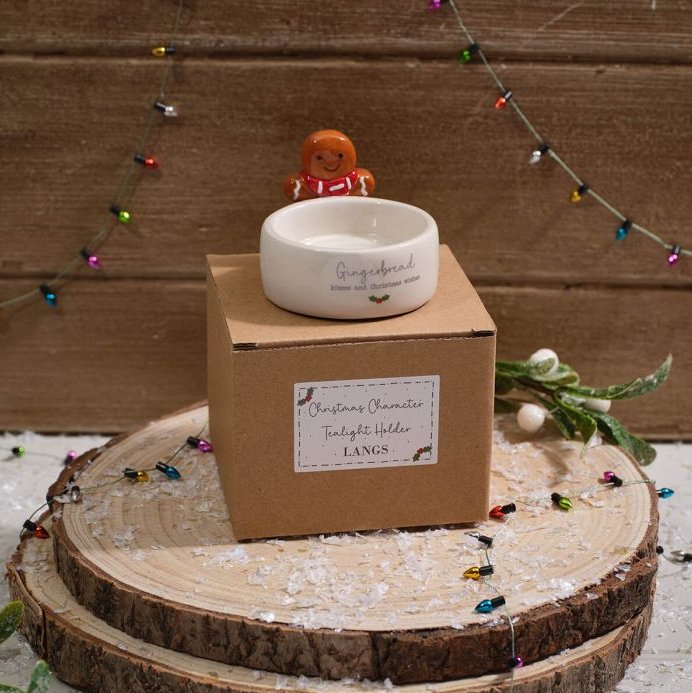 Christmas Tiny World Gingerbread Kisses Ceramic Tealight Holder