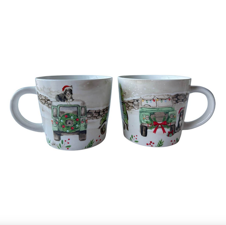 Set Of 2 Festive Farmyard Decorative Mugs