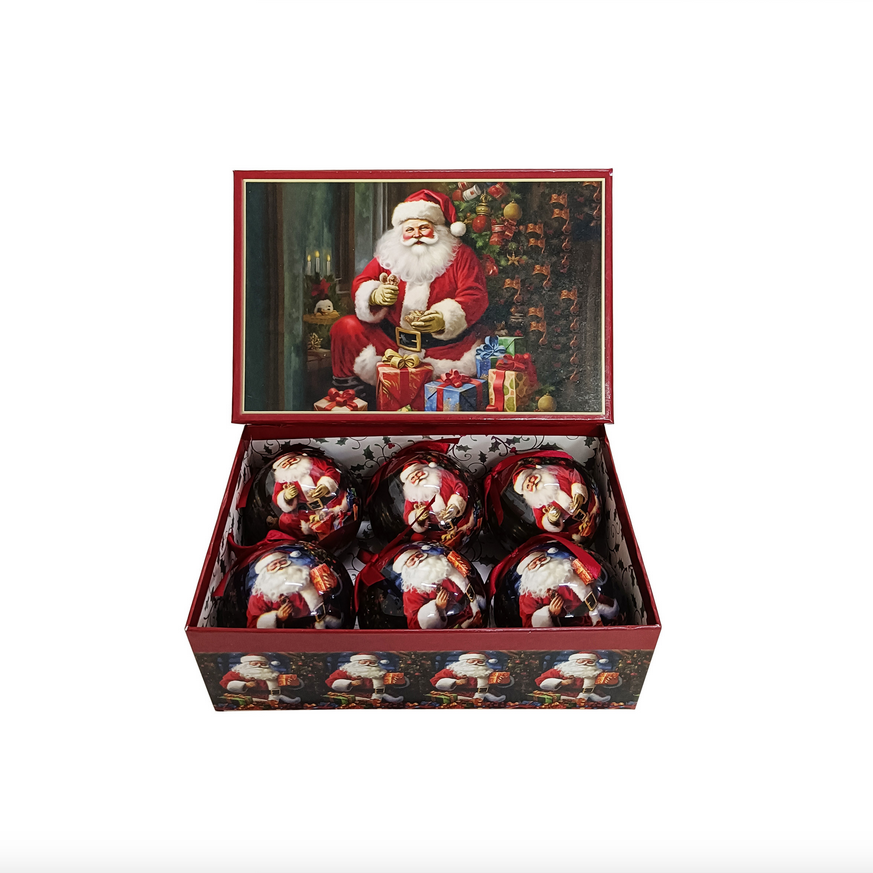Set Of 6 Santa Claus Baubles