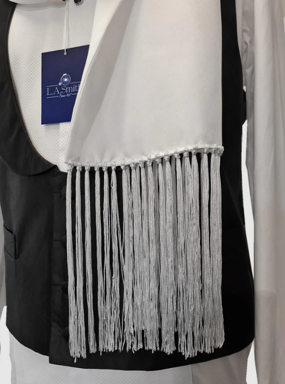 Optic White Formal Silk Dress Scarf With Fringe
