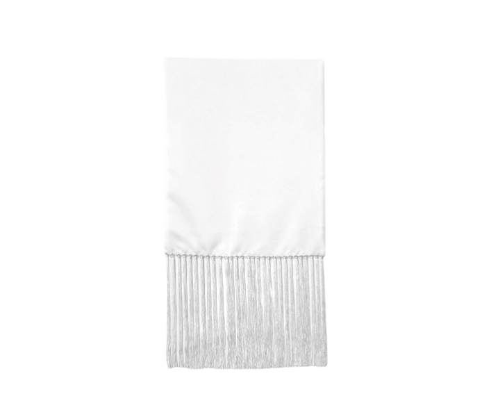 Optic White Formal Silk Dress Scarf With Fringe