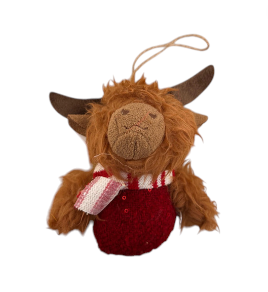 Red Highland Cow Christmas Hanger