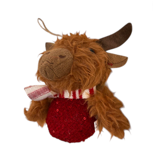 Red Highland Cow Christmas Hanger