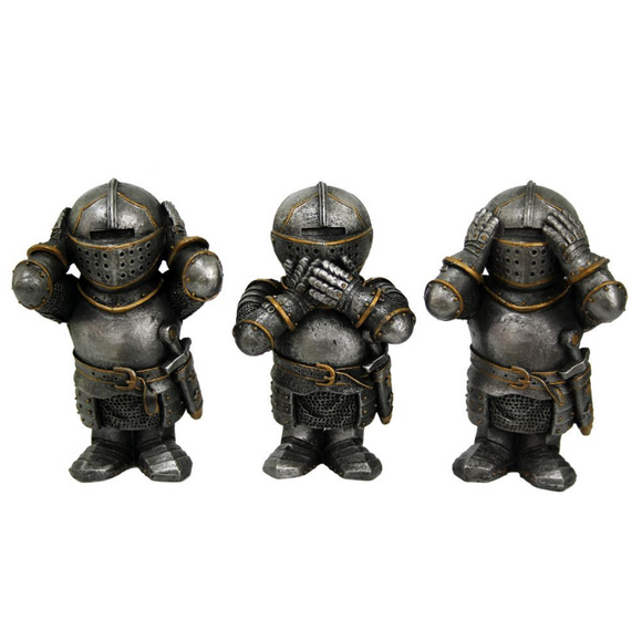 Three Wise Knights - Hear No, Speak No, See No Evil Figurines