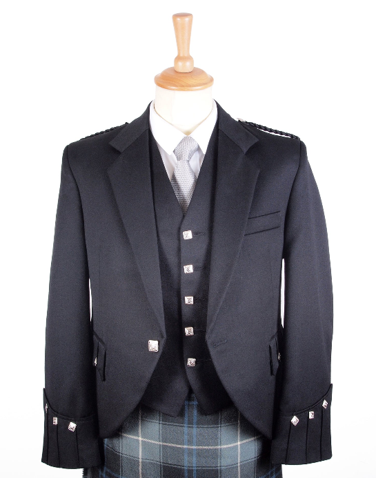 Black Argyll Highland Jacket and Waistcoat
