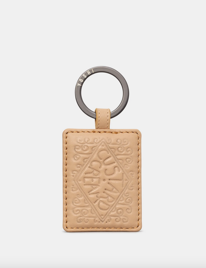 Leather Custard Cream Keyring